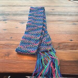 Multicolor Knit Scarf with Fringe